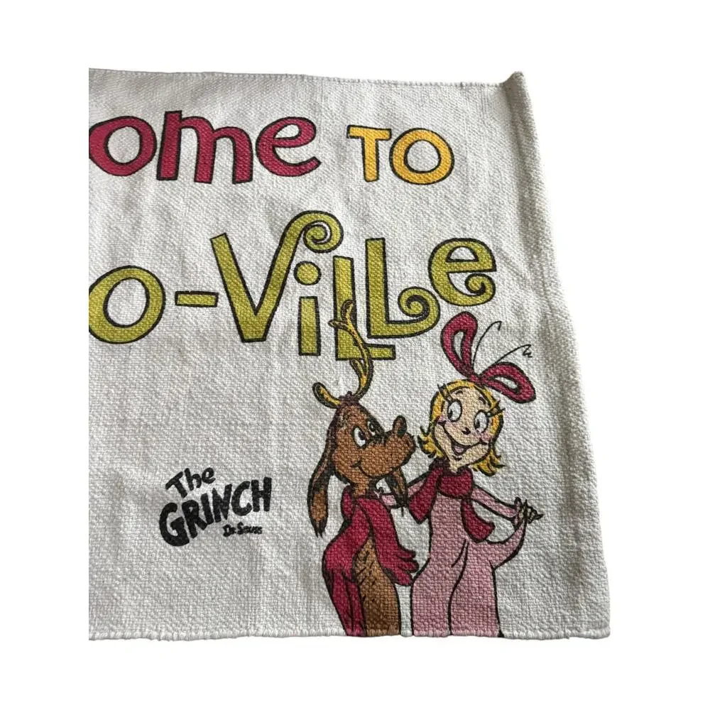 The Grinch Welcome To Who-Ville Indoor Mat Rug Holiday Christmas Tree Decor Max